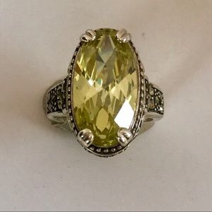 Sterling silver marcasite and yellow topaz ring